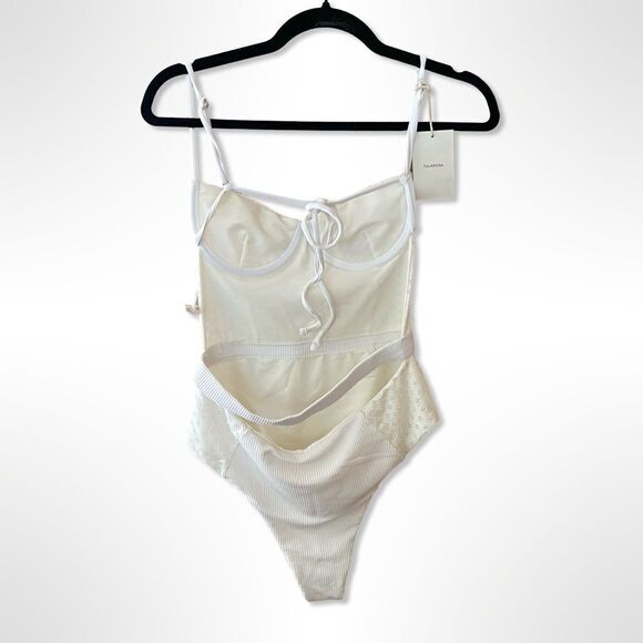 Tularosa Gardenia Swimsuit white one piece underwire bust bathing cut out NWT S - Picture 7 of 13